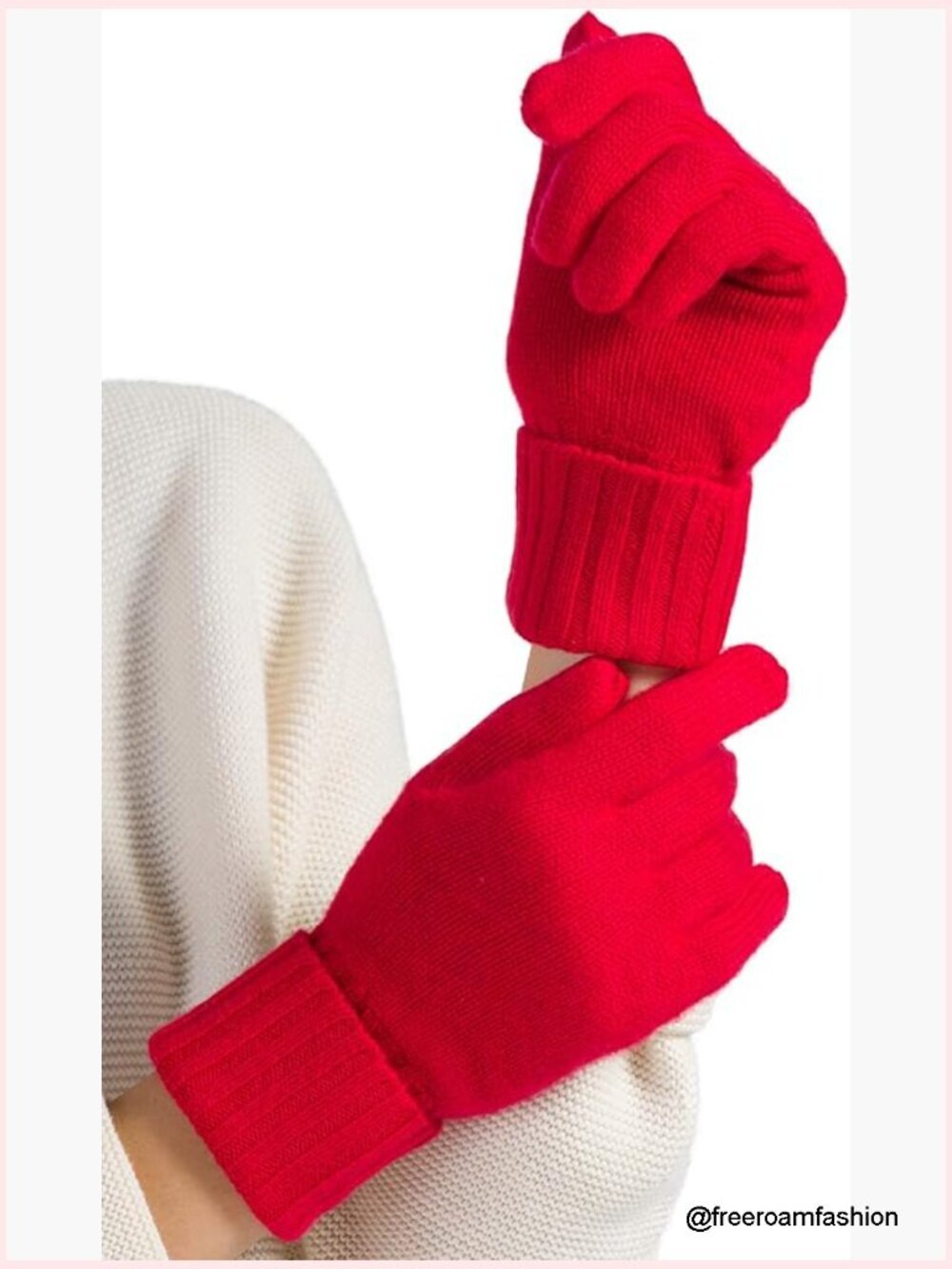 Women's 100% Pure Cashmere Ribbed Knit Gloves with Extended Cuff